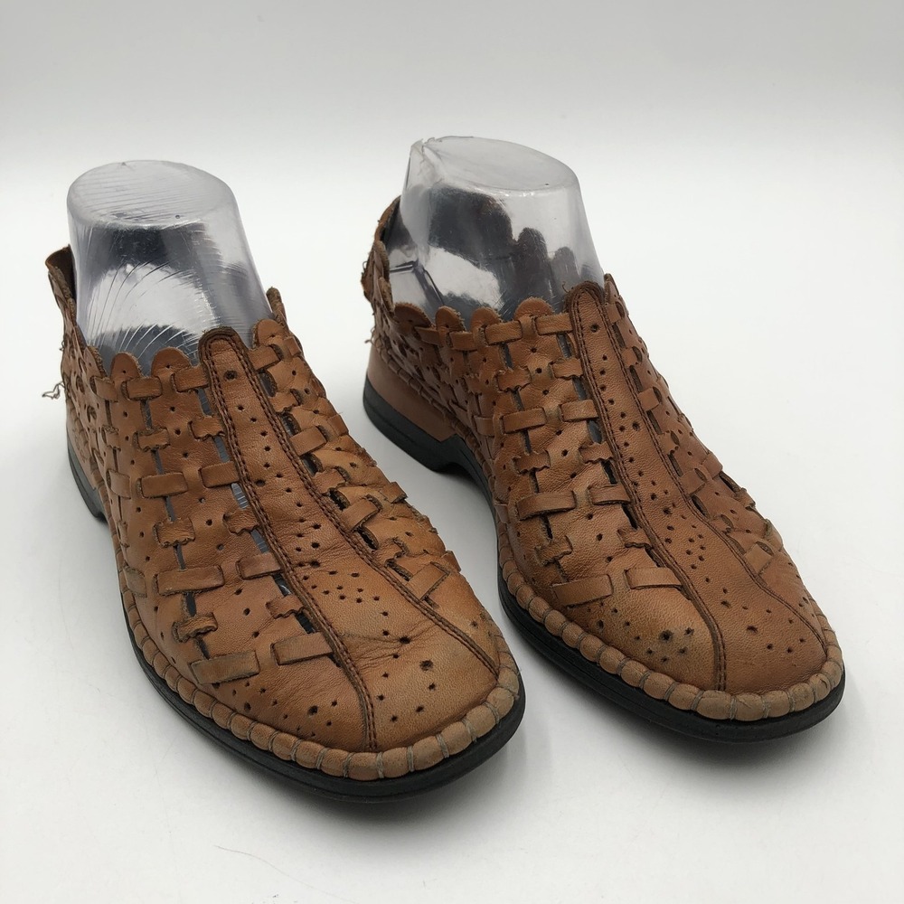 Rieker Shoes Mens Size 36 Brown Leather Cutout Slip On Comfort Loafers‎ Casual